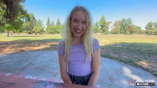 Real Teens - Blonde Teen Kallie Taylor Flashing And Sucking In Public For Her First Casting